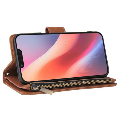 For iPhone 16e Multifunctional Multi-Card Wallet Phone Leather Case(Brown) by bashfashion