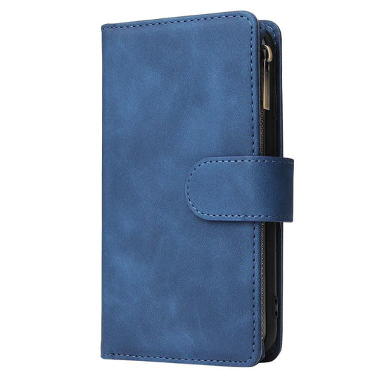 For iPhone 16e Multifunctional Multi-Card Wallet Phone Leather Case(Dark Blue) by bashfashion