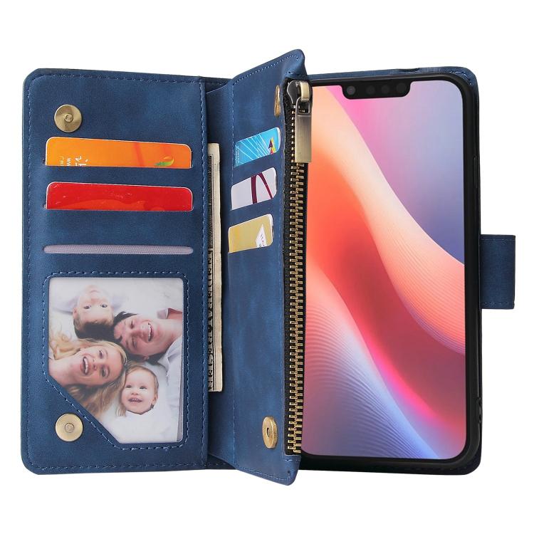 For iPhone 16e Multifunctional Multi-Card Wallet Phone Leather Case(Dark Blue) by bashfashion