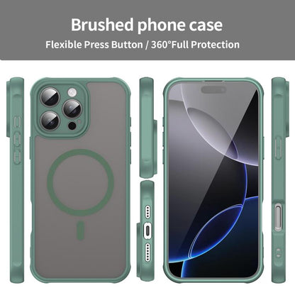 For iPhone 16e Fan Dun Series TPU Hybrid PC Frosted Magsafe Phone Case(Green) by bashfashion