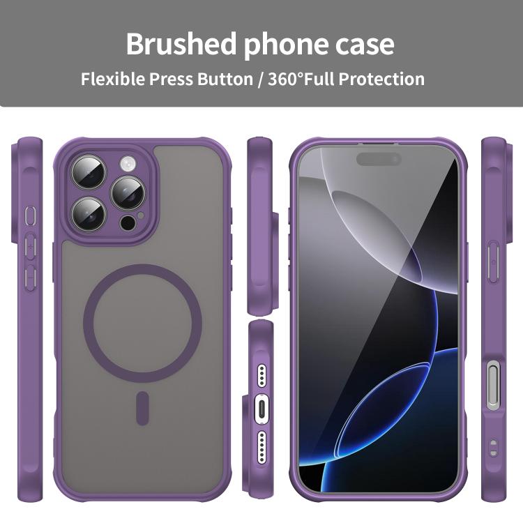 For iPhone 16e Fan Dun Series TPU Hybrid PC Frosted Magsafe Phone Case(Purple) by bashfashion