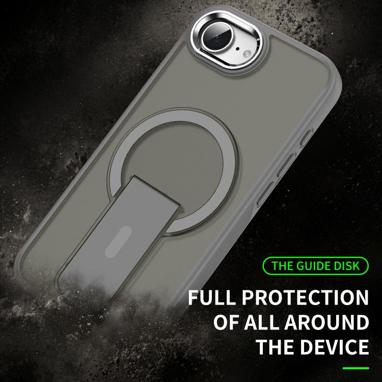 For iPhone 16e Acrylic Hybrid TPU MagSafe Holder Phone Case(Dark Night Purple) by bashfashion