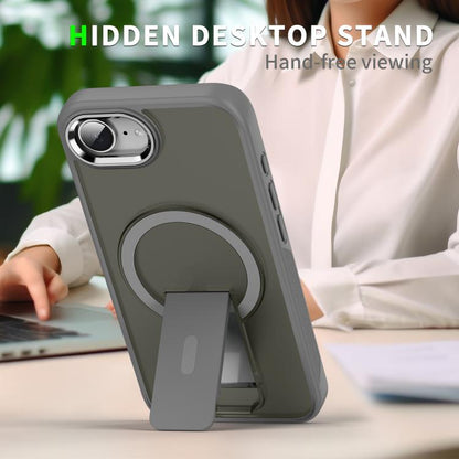 For iPhone 16e Acrylic Hybrid TPU MagSafe Holder Phone Case(Dark Night Purple) by bashfashion