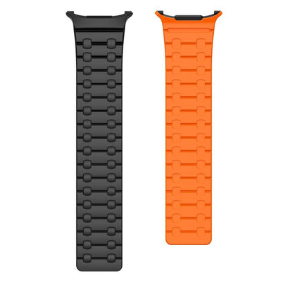 For Samsung Galaxy Watch Ultra 47mm / Ultra 2025 AP Dual Color Magnetic Silicone Watch Band(Black Orange) by bashfashion