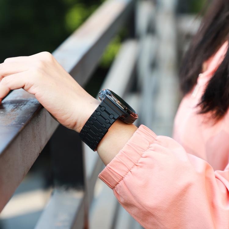 For Samsung Galaxy Watch Ultra 47mm / Ultra 2025 AP Dual Color Magnetic Silicone Watch Band(Black Orange) by bashfashion