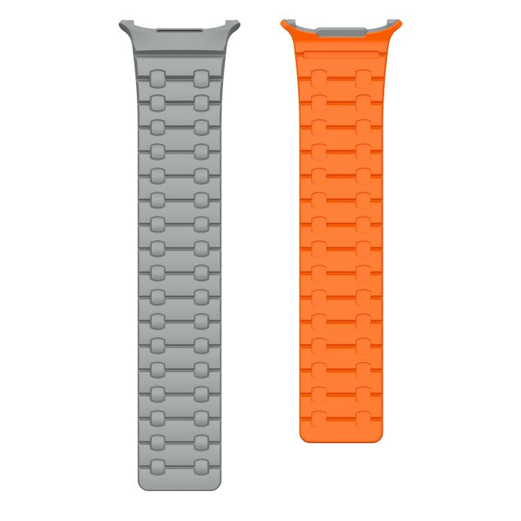 For Samsung Galaxy Watch Ultra 47mm / Ultra 2025 AP Dual Color Magnetic Silicone Watch Band(Grey Orange) by bashfashion