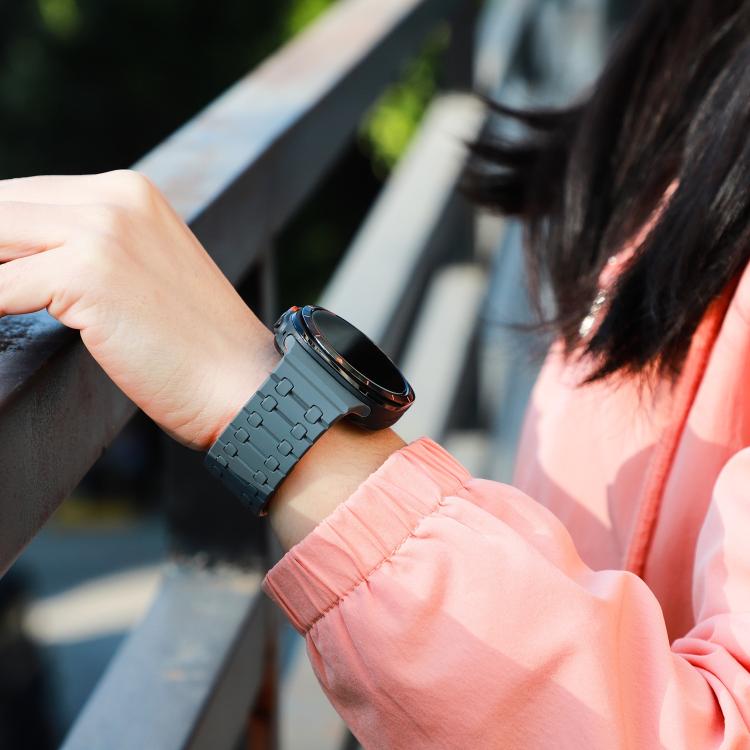 For Samsung Galaxy Watch Ultra 47mm / Ultra 2025 AP Dual Color Magnetic Silicone Watch Band(Grey Orange) by bashfashion