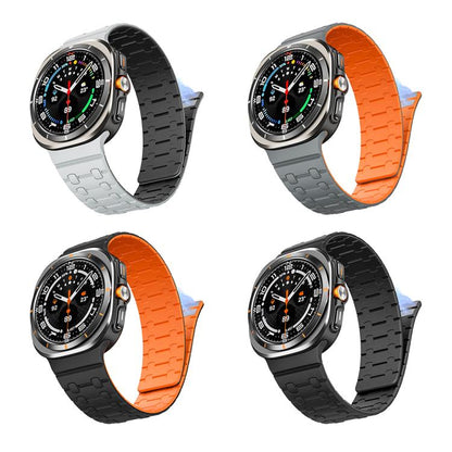 For Samsung Galaxy Watch Ultra 47mm / Ultra 2025 AP Dual Color Magnetic Silicone Watch Band(Black Orange) by bashfashion
