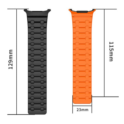 For Samsung Galaxy Watch Ultra 47mm / Ultra 2025 AP Dual Color Magnetic Silicone Watch Band(Black Orange) by bashfashion
