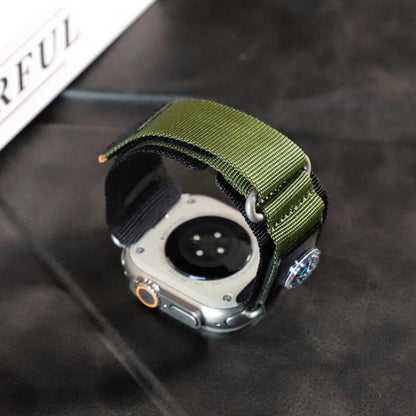 For Apple Watch 46mm / 49mm / 45mm / 44mm Kalebol Compass Nylon Loop Watch Strap(Black Army Green) by Kalebol