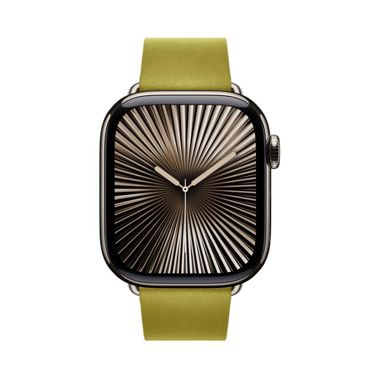 For Apple Watch 46mm / 49mm / 45mm / 44mm Modern Style Leather Watch Band(Yellow) by bashfashion