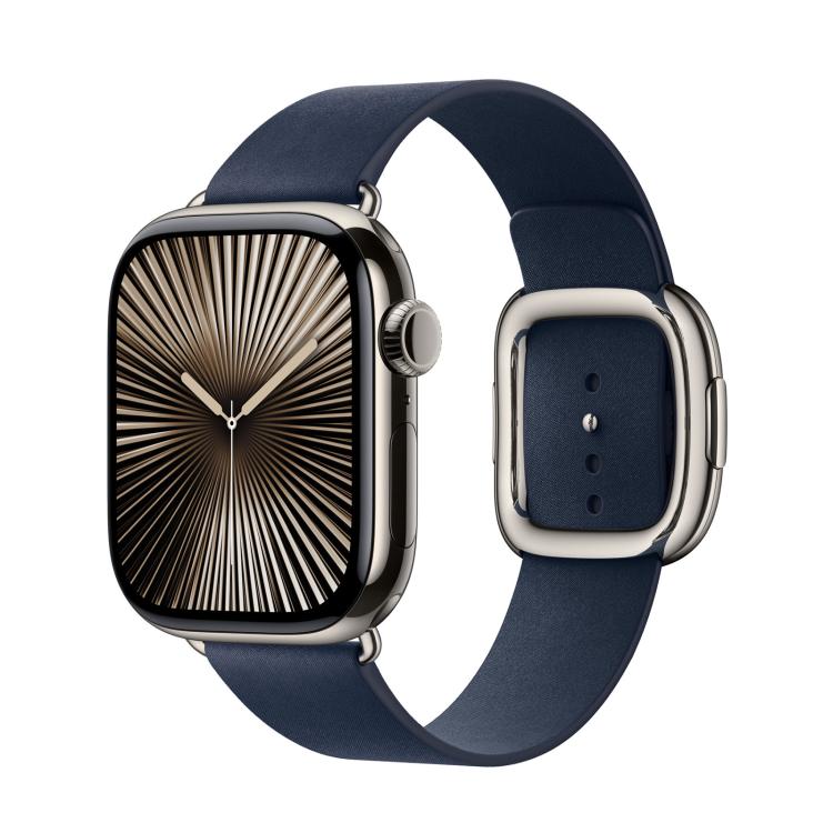 For Apple Watch 42mm / 41mm / 40mm / 38mm Modern Style Leather Watch Band(Dark Blue) by bashfashion