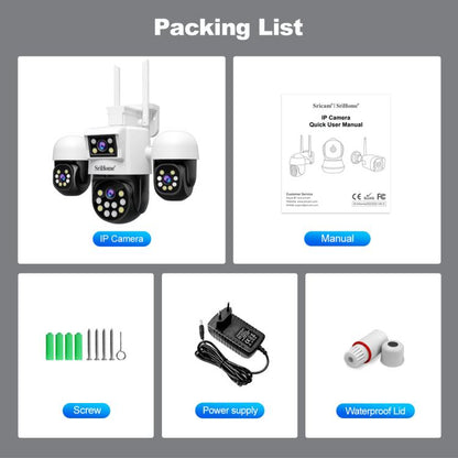 SriHome SH069 8MP 3X Digital Zoom HD Quad-lens Security Camera, Plug:US Plug by SriHome