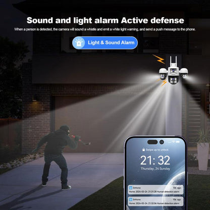 SriHome SH069 8MP 3X Digital Zoom HD Quad-lens Security Camera, Plug:AU Plug by SriHome