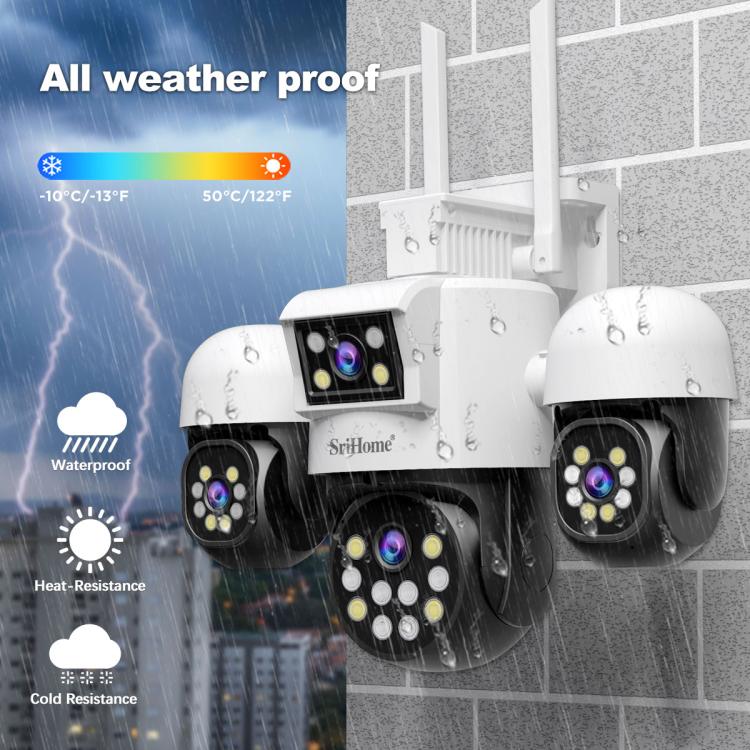 SriHome SH069 8MP 3X Digital Zoom HD Quad-lens Security Camera, Plug:UK Plug by SriHome