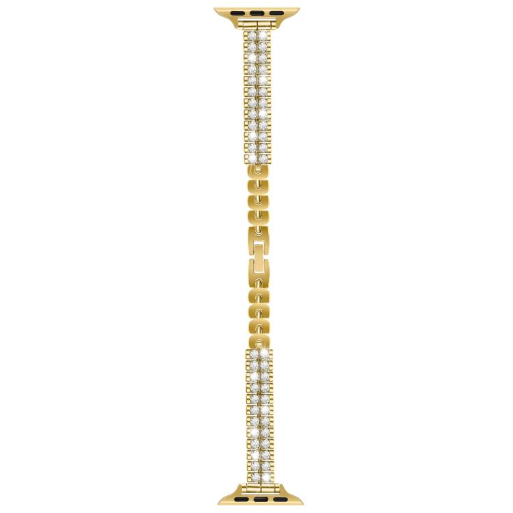 For Apple Watch 46mm / 49mm / 45mm / 44mm Slim Train Section Diamond Metal Watch Band(Gold) by bashfashion
