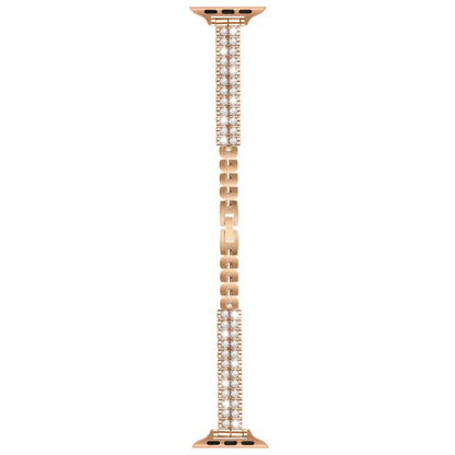 For Apple Watch 42mm / 41mm / 40mm / 38mm Slim Train Section Diamond Metal Watch Band(Rose Gold) by bashfashion