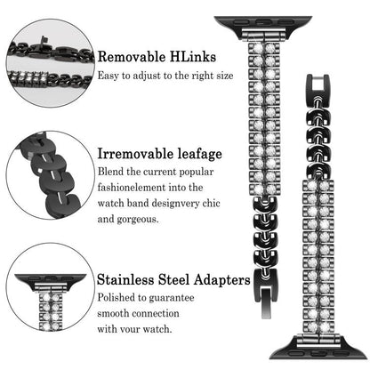 For Apple Watch 42mm / 41mm / 40mm / 38mm Slim Train Section Diamond Metal Watch Band(Rose Gold) by bashfashion