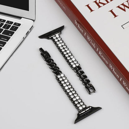 For Apple Watch 42mm / 41mm / 40mm / 38mm Slim Train Section Diamond Metal Watch Band(Starlight) by bashfashion