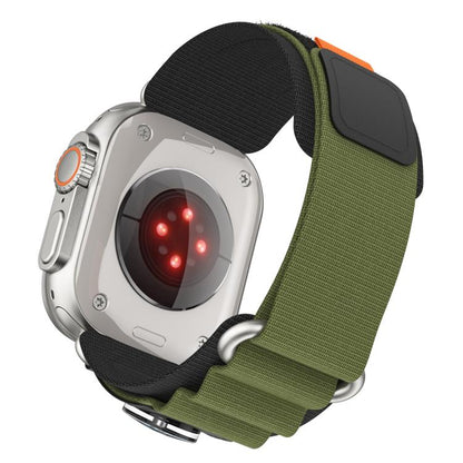 For Apple Watch 46mm / 49mm / 45mm / 44mm Compass Nylon Loop Watch Band(Black Army Green) by bashfashion