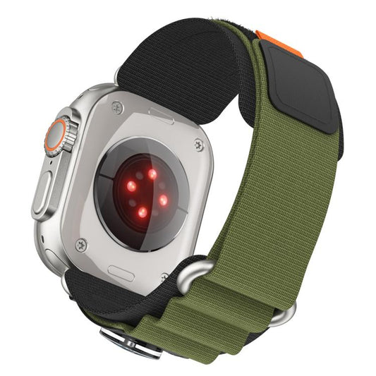 For Apple Watch 46mm / 49mm / 45mm / 44mm Compass Nylon Loop Watch Band(Black Army Green) by bashfashion