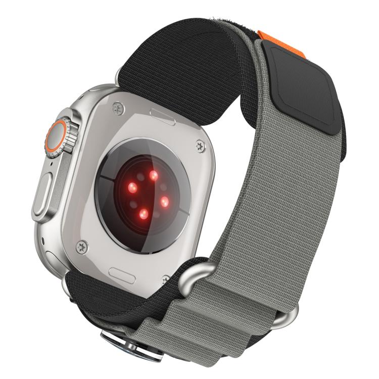 For Apple Watch 42mm / 41mm / 40mm / 38mm Compass Nylon Loop Watch Band(Black Grey) by bashfashion