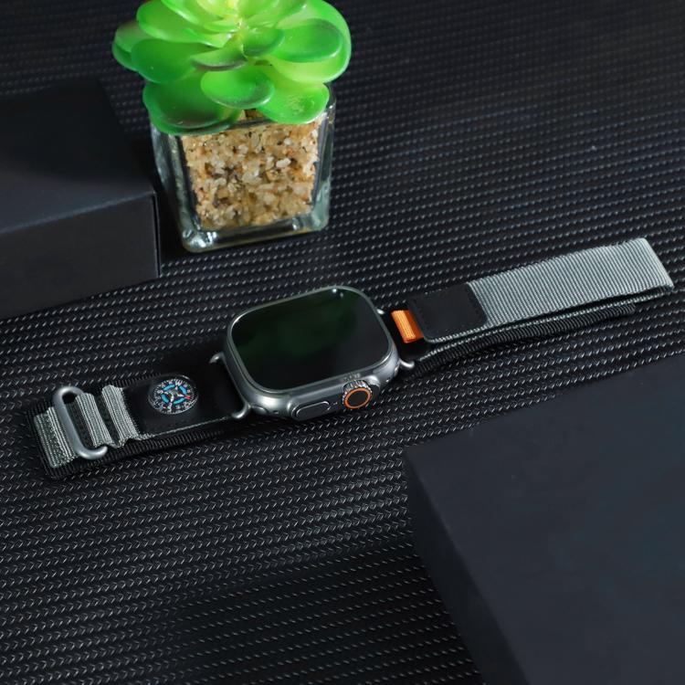 For Apple Watch 42mm / 41mm / 40mm / 38mm Compass Nylon Loop Watch Band(Black Grey) by bashfashion