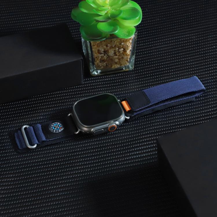 For Apple Watch 42mm / 41mm / 40mm / 38mm Compass Nylon Loop Watch Band(Black Blue) by bashfashion