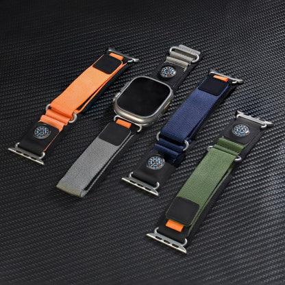 For Apple Watch 42mm / 41mm / 40mm / 38mm Compass Nylon Loop Watch Band(Black Blue) by bashfashion