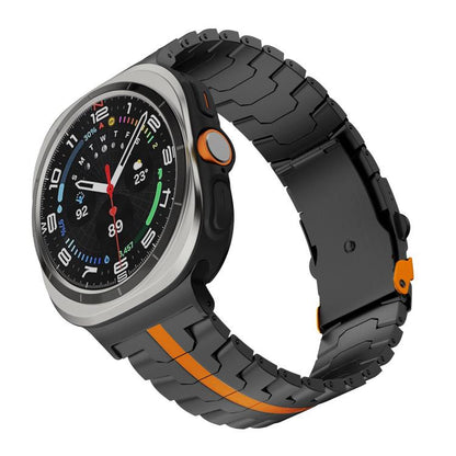 For Samsung Galaxy Watch Ultra 47mm / Ultra 2025 Split Safety Buckle Titanium Alloy Watch Band(Black Orange) by bashfashion