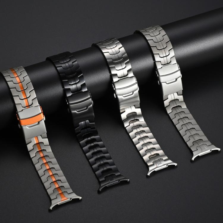 For Samsung Galaxy Watch Ultra 47mm / Ultra 2025 Split Safety Buckle Titanium Alloy Watch Band(Black Orange) by bashfashion