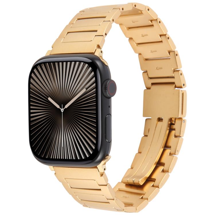 For Apple Watch 46mm / 49mm / 45mm / 44mm I-Shaped Folding Magnetic Buckle Metal Watch Band(Gold) by bashfashion
