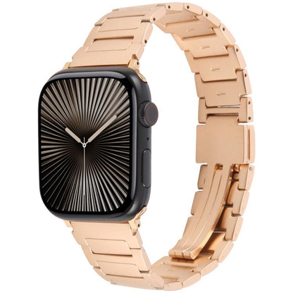 For Apple Watch 46mm / 49mm / 45mm / 44mm I-Shaped Folding Magnetic Buckle Metal Watch Band(Rose Gold) by bashfashion