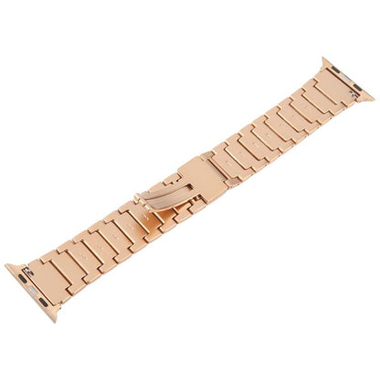 For Apple Watch 46mm / 49mm / 45mm / 44mm I-Shaped Folding Magnetic Buckle Metal Watch Band(Rose Gold) by bashfashion