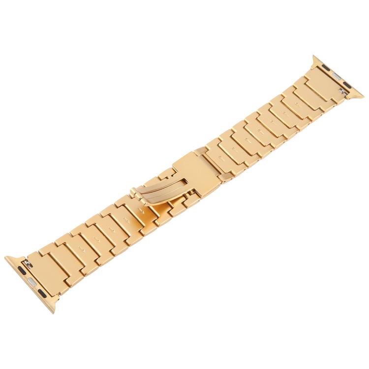 For Apple Watch 42mm / 41mm / 40mm / 38mm I-Shaped Folding Magnetic Buckle Metal Watch Band(Gold) by bashfashion