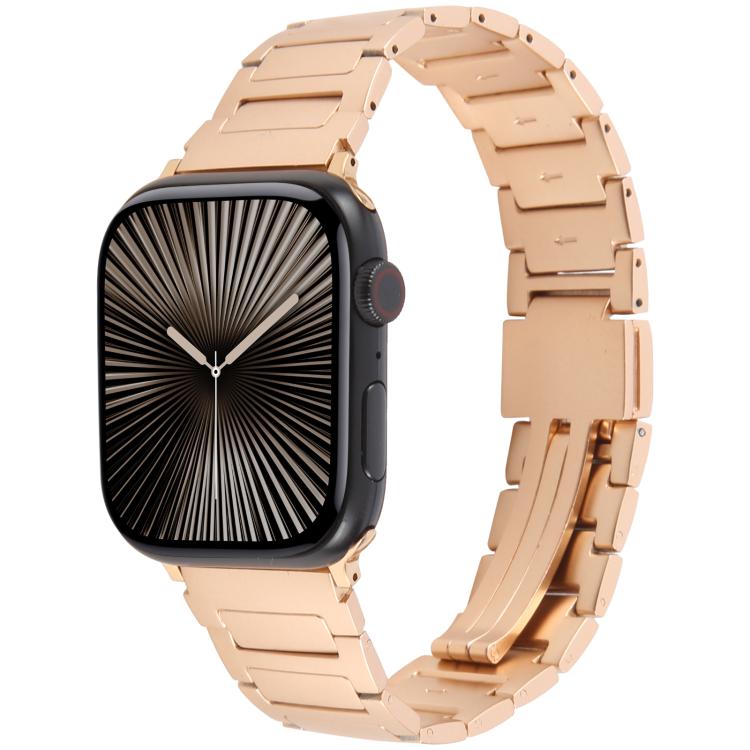 For Apple Watch 42mm / 41mm / 40mm / 38mm I-Shaped Folding Magnetic Buckle Metal Watch Band(Rose Gold) by bashfashion