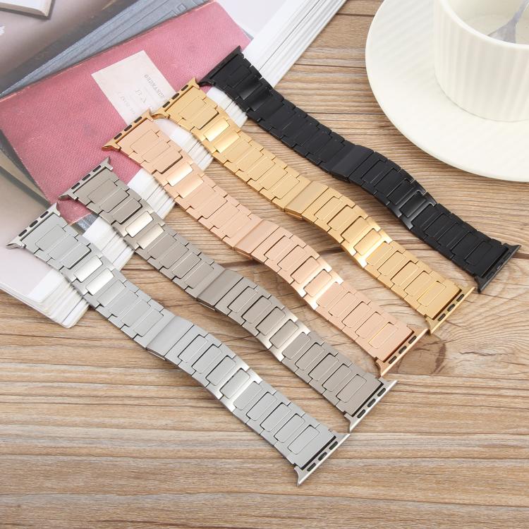 For Apple Watch 46mm / 49mm / 45mm / 44mm I-Shaped Folding Magnetic Buckle Metal Watch Band(Rose Gold) by bashfashion