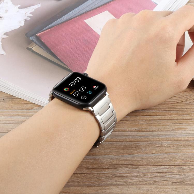 For Apple Watch 42mm / 41mm / 40mm / 38mm I-Shaped Folding Magnetic Buckle Metal Watch Band(Titanium Color) by bashfashion