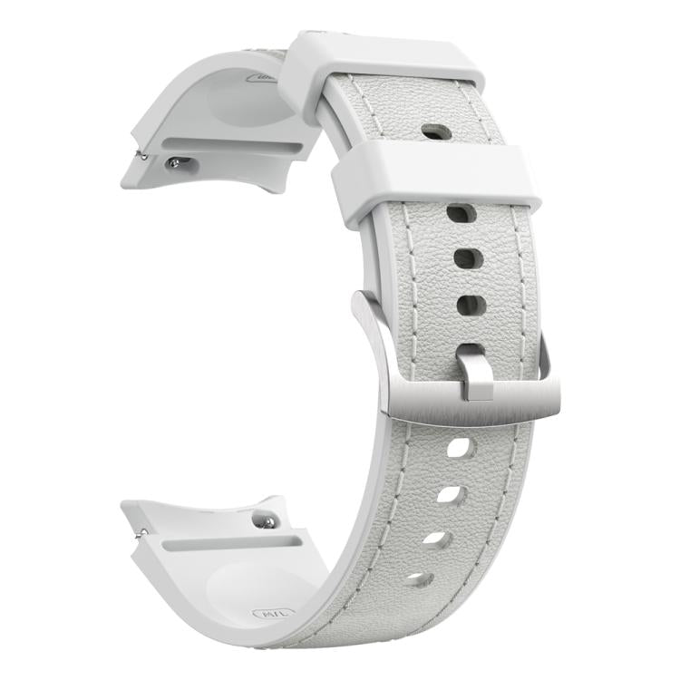 For Samsung Galaxy Watch 7 / 6 / 5 / 4 Silver Pin Buckle Leather Silicone Watch Band(Light Grey) by bashfashion