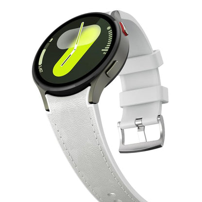 For Samsung Galaxy Watch 7 / 6 / 5 / 4 Silver Pin Buckle Leather Silicone Watch Band(Light Grey) by bashfashion