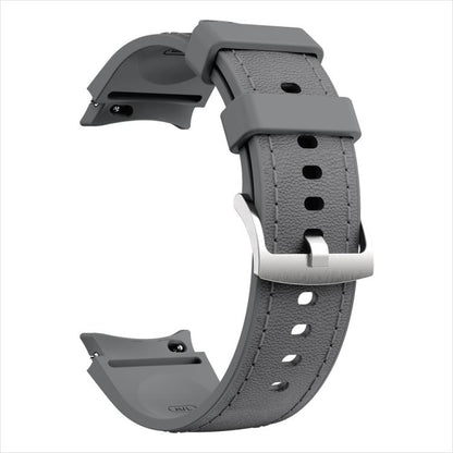 For Samsung Galaxy Watch 7 / 6 / 5 / 4 Silver Pin Buckle Leather Silicone Watch Band(Dark Grey) by bashfashion