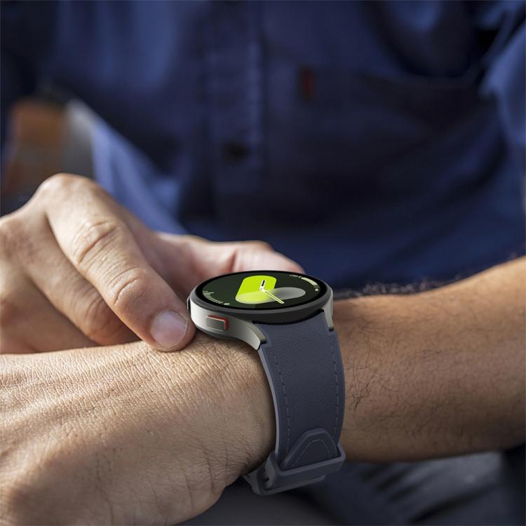 For Samsung Galaxy Watch 7 / 6 / 5 / 4 Silver Pin Buckle Leather Silicone Watch Band(Midnight Blue) by bashfashion