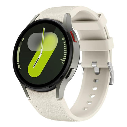 For Samsung Galaxy Watch 7 / 6 / 5 / 4 Silver Pin Buckle Leather Silicone Watch Band(Starlight) by bashfashion