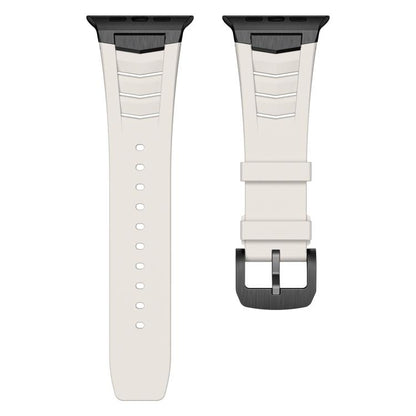 For Apple Watch Ultra / Ultra 2 49mm Stainless Steel Buckle Fluororubber Watch Band(Starlight Black) by bashfashion