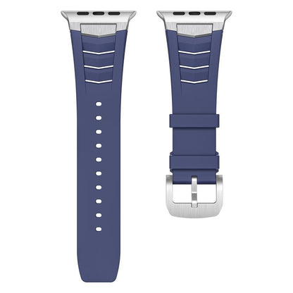 For Apple Watch Ultra / Ultra 2 49mm Stainless Steel Buckle Fluororubber Watch Band(Blue Silver) by bashfashion