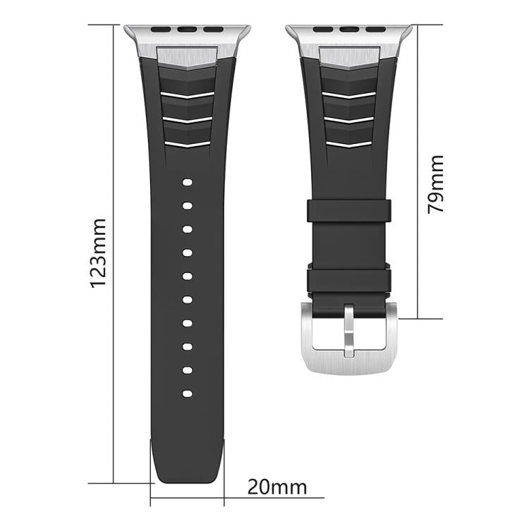 For Apple Watch Ultra / Ultra 2 49mm Stainless Steel Buckle Fluororubber Watch Band(Grey Black) by bashfashion