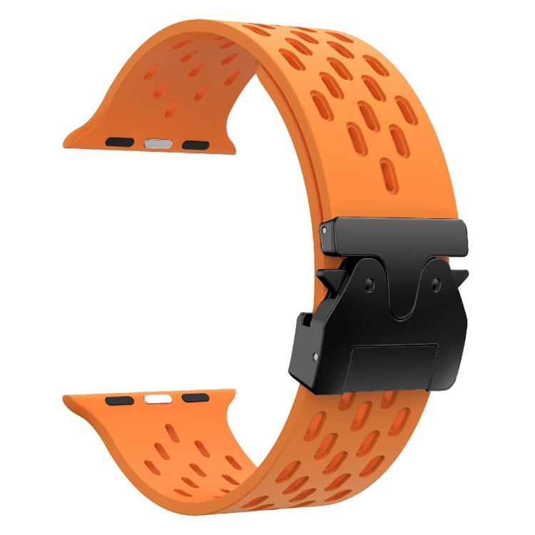 For Apple Watch 46mm / 49mm / 45mm / 44mm Kalebol Mesh Umbrella Buckle Silicone Watch Strap(Orange) by Kalebol