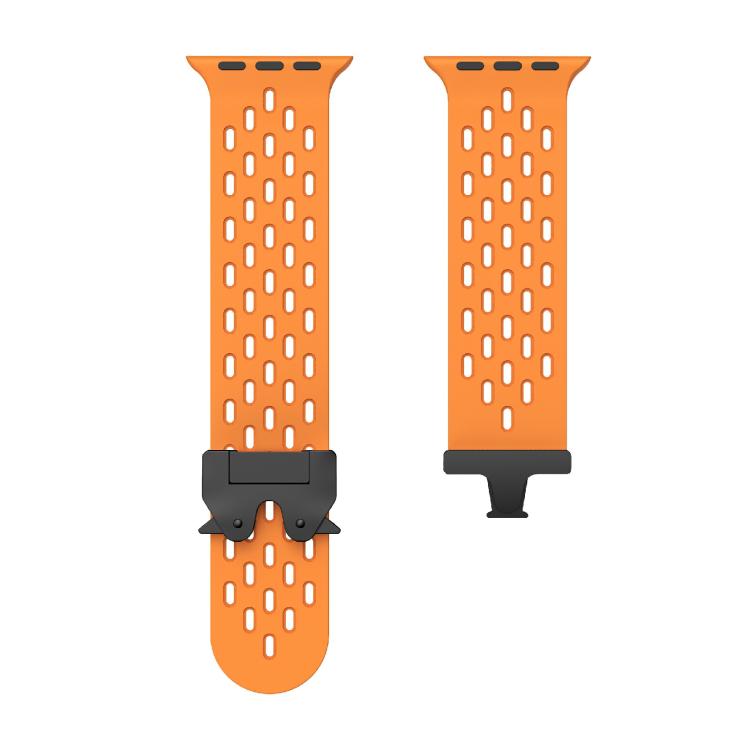For Apple Watch 46mm / 49mm / 45mm / 44mm Kalebol Mesh Umbrella Buckle Silicone Watch Strap(Orange) by Kalebol