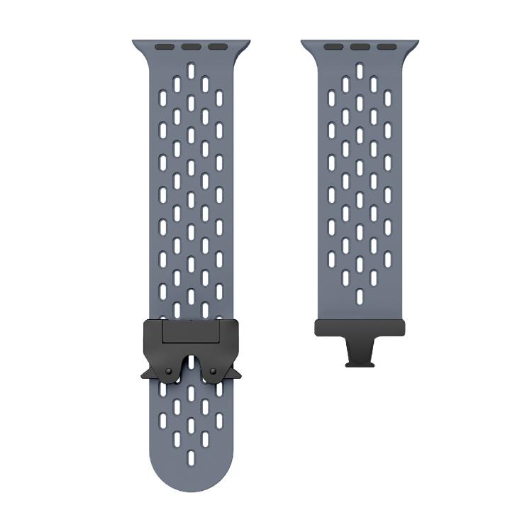 For Apple Watch 46mm / 49mm / 45mm / 44mm Kalebol Mesh Umbrella Buckle Silicone Watch Strap(Blue Grey) by Kalebol