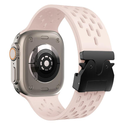 For Apple Watch 46mm / 49mm / 45mm / 44mm Kalebol Mesh Umbrella Buckle Silicone Watch Strap(Sand Pink) by Kalebol